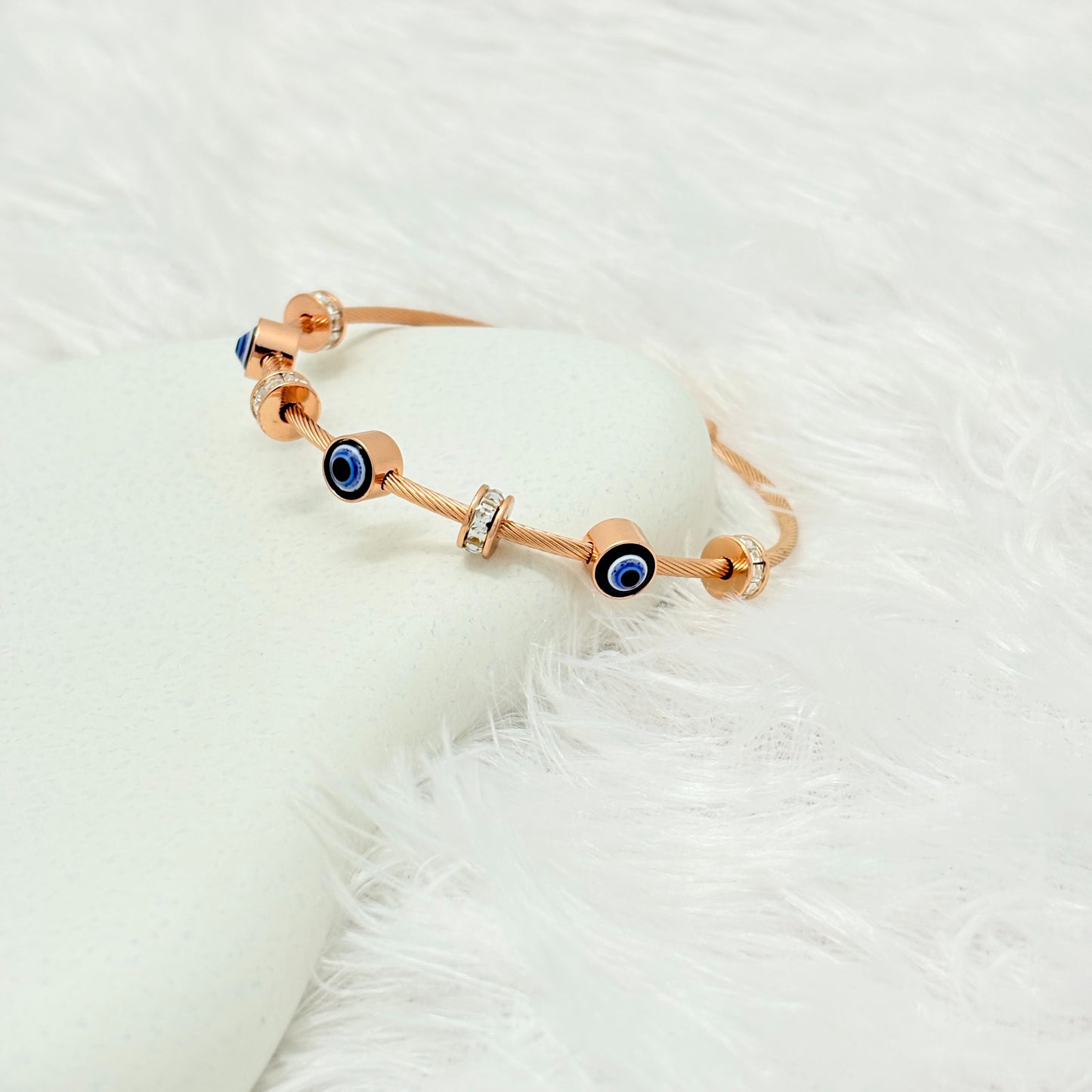 Elegant Rose Gold Evil Eye Kada