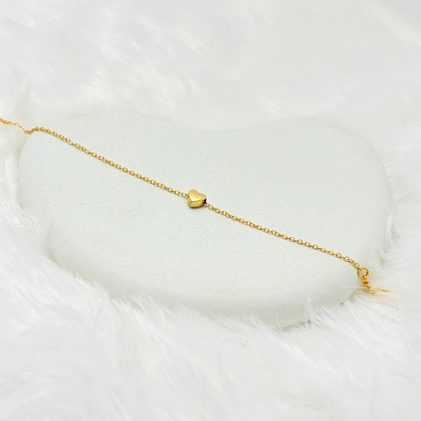 Dainty Puffy Heart Charm Bracelet