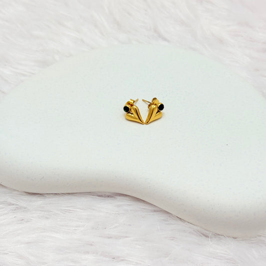 Elegant Gold V-Shape Stud Earrings