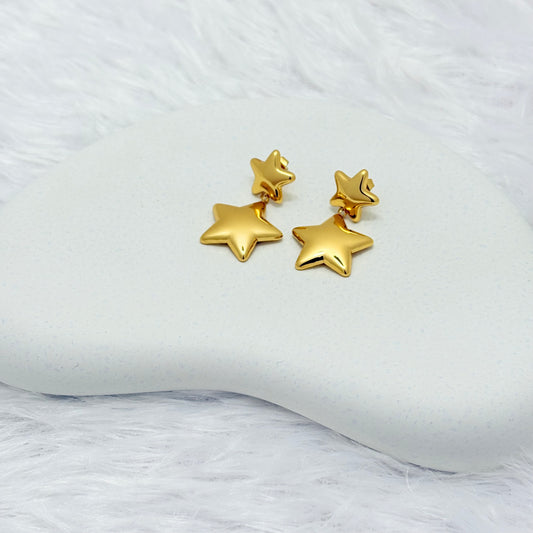 Dangling Double Star Drop Earrings