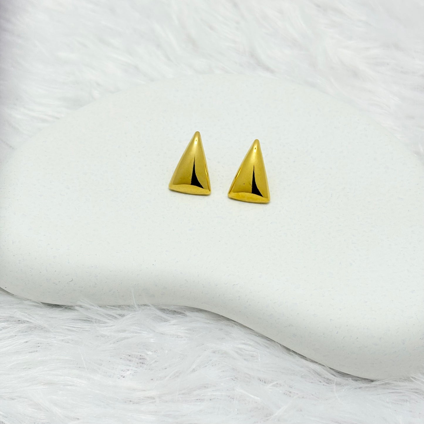 Bold Gold Triangle Stud Earrings