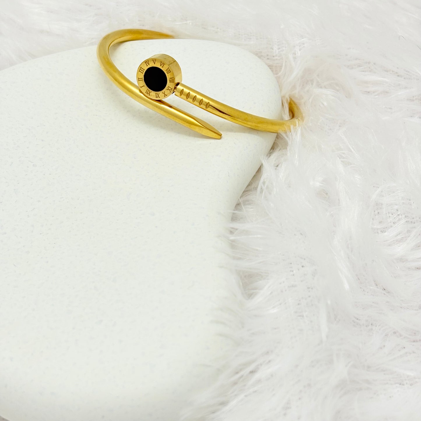 Bold Roman Numeral Nail Bangle