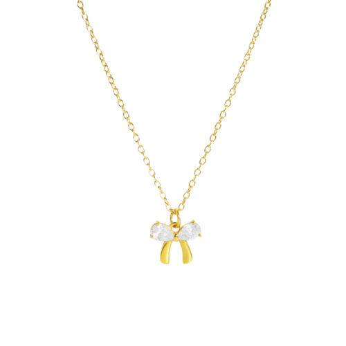 Sparkling Mini Bow Pendant Necklace