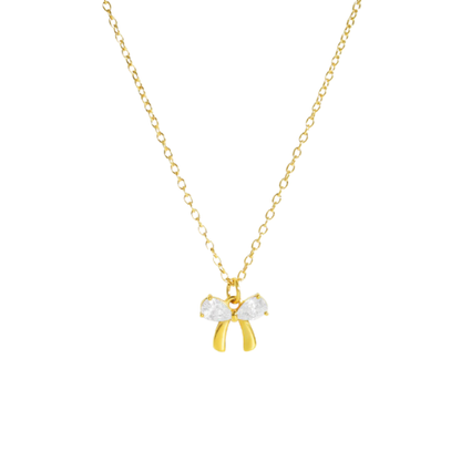 Sparkling Mini Bow Pendant Necklace