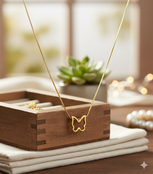 Delicate Butterfly Outline Necklace