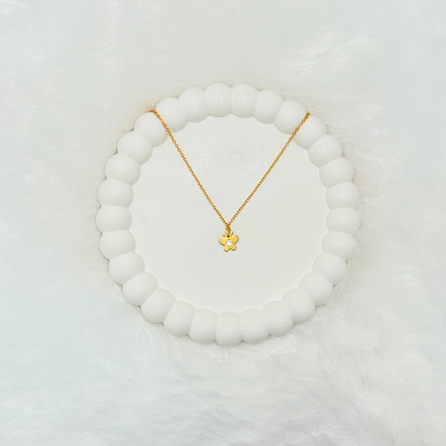 Dainty Crystal Center Butterfly Necklace