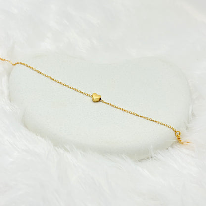 Dainty Puffy Heart Charm Bracelet