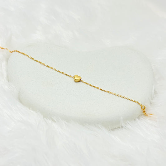 Dainty Puffy Heart Charm Bracelet