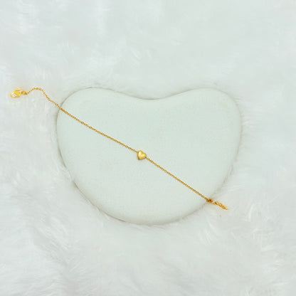 Dainty Puffy Heart Charm Bracelet
