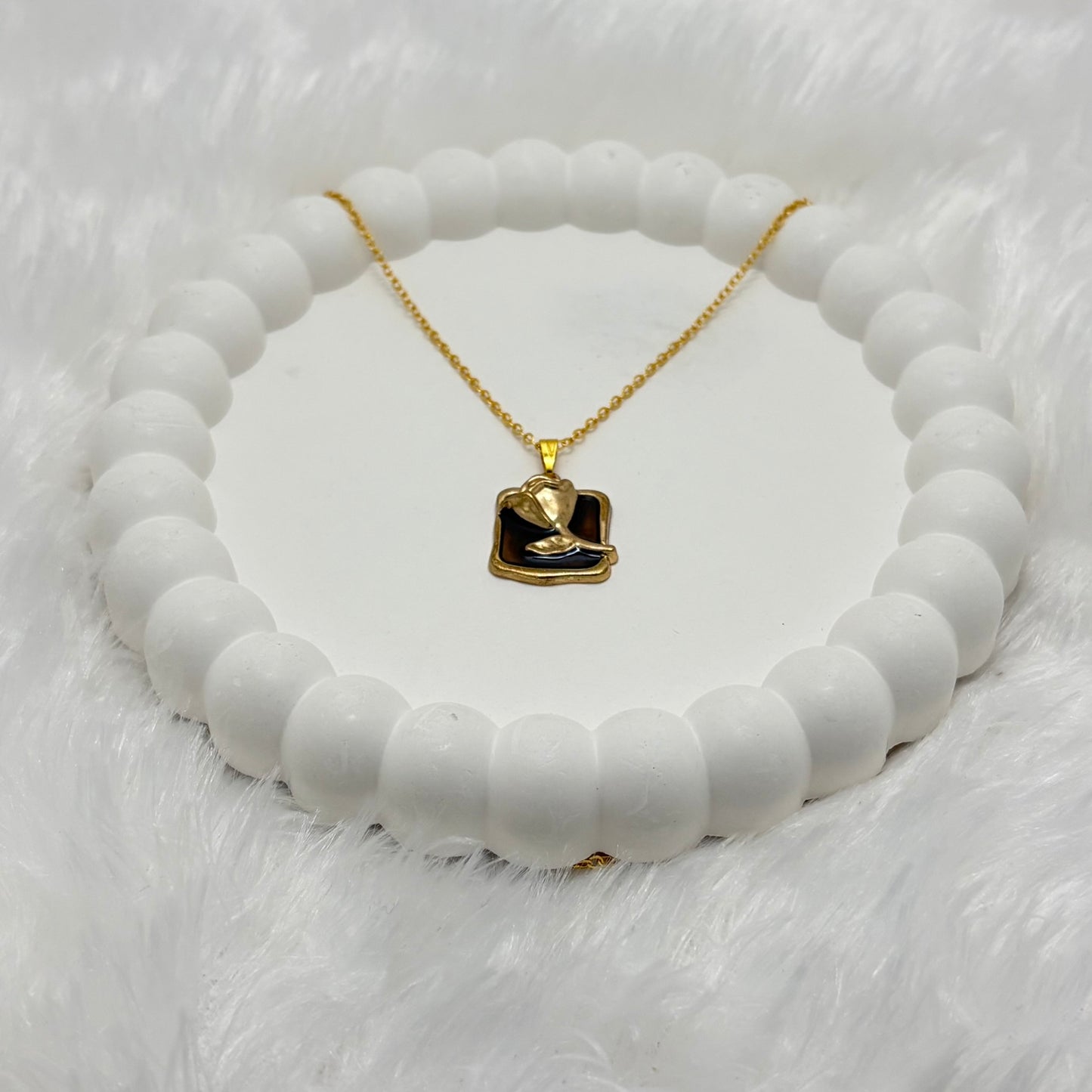 Enigmatic Brown Enamel Bird Pendant Necklace