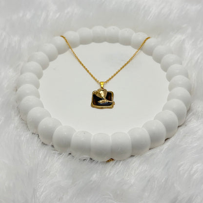 Enigmatic Brown Enamel Bird Pendant Necklace