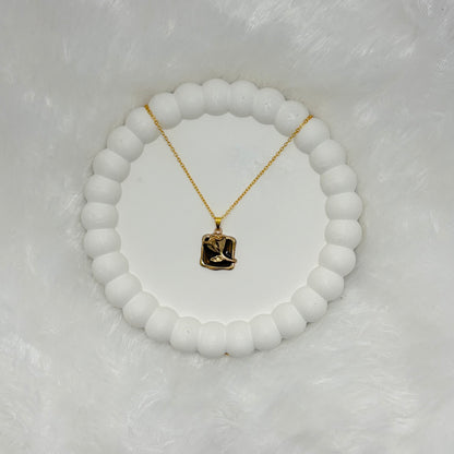 Enigmatic Brown Enamel Bird Pendant Necklace