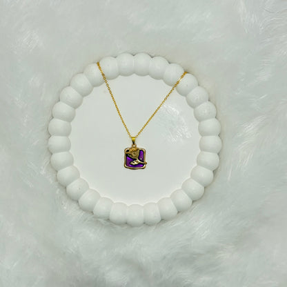 Vibrant Purple Enamel Rose Pendant Necklace