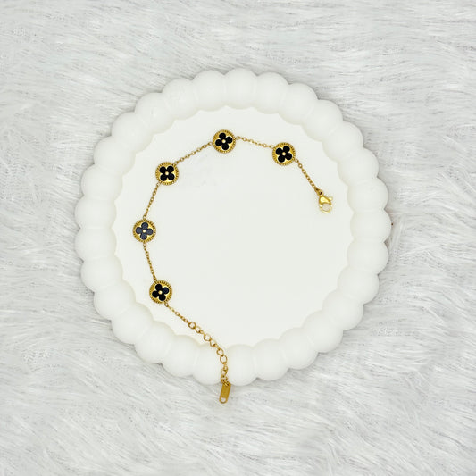 Classic Black Enamel Clover Bracelet