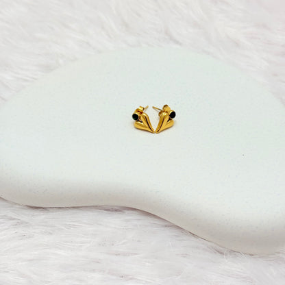 Elegant Gold V-Shape Stud Earrings