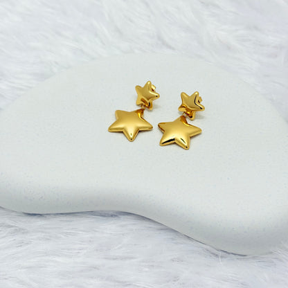 Dangling Double Star Drop Earrings