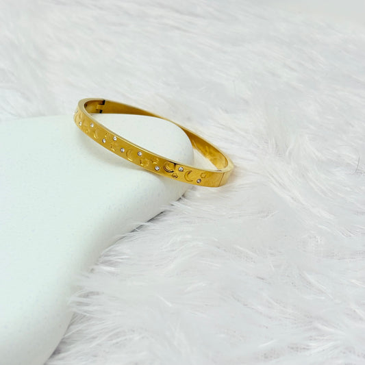 Celestial Crescent Moon and Star Bangle