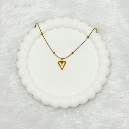 Charming Puffy Heart Pendant Necklace