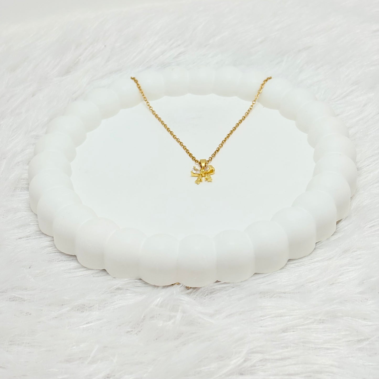 Sparkling Mini Bow Pendant Necklace