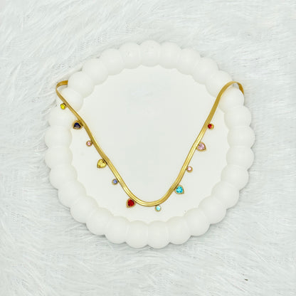 Vibrant Multi-Color Heart Charm Necklace