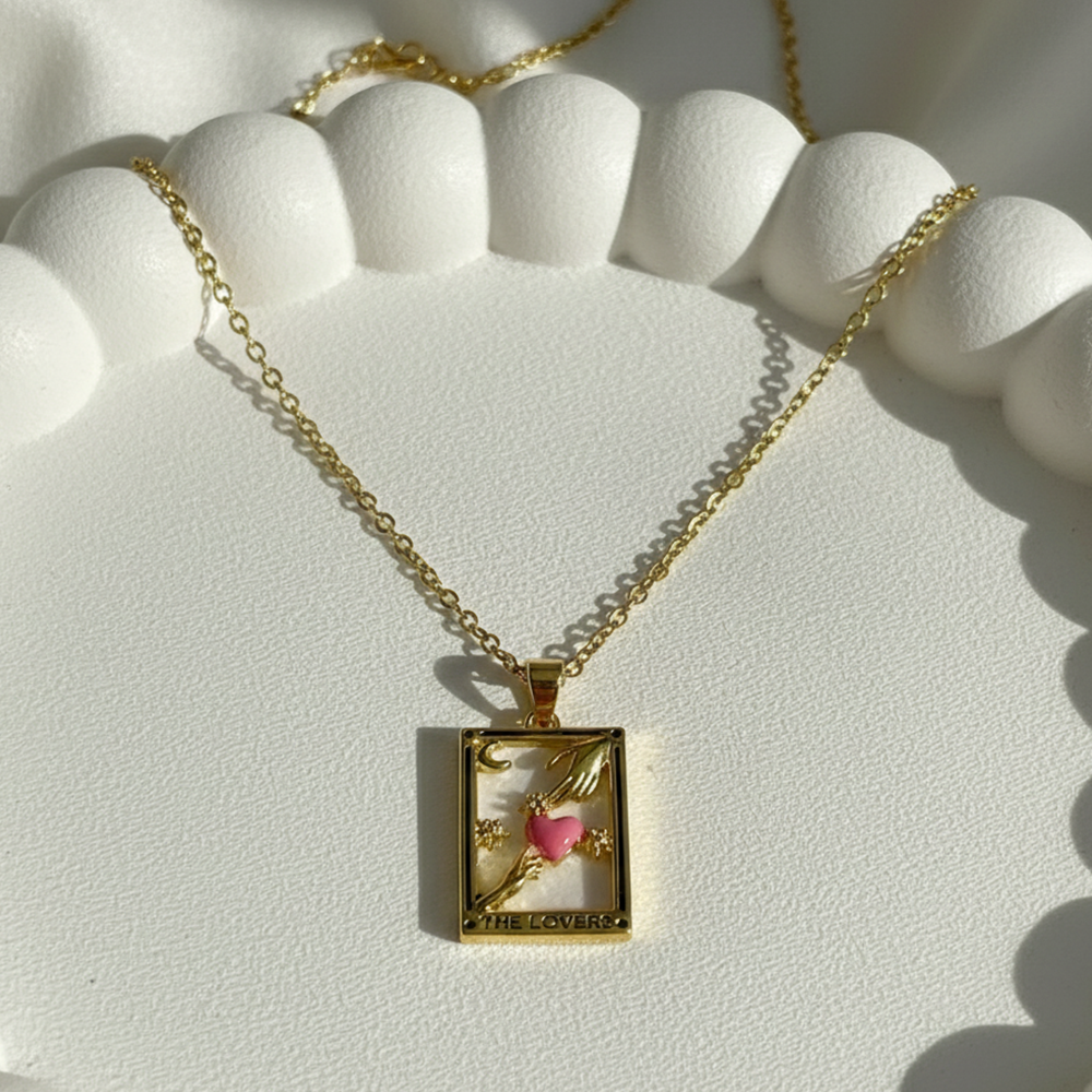 Mystical 'The Lovers' Tarot Card Necklace