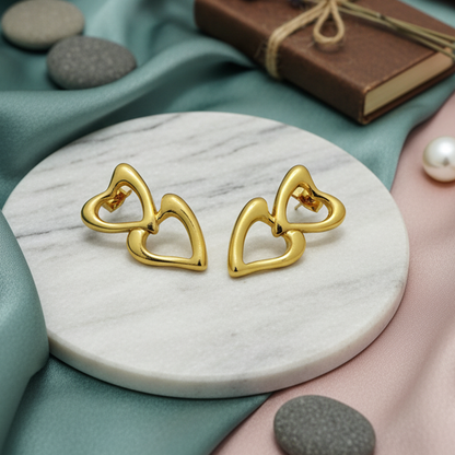 Interlocking Heart Drop Earrings