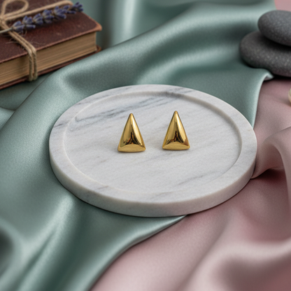 Bold Gold Triangle Stud Earrings