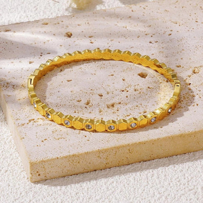 Elegant Honeycomb Bangle with Accents
