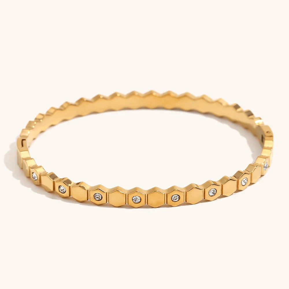Elegant Honeycomb Bangle with Accents