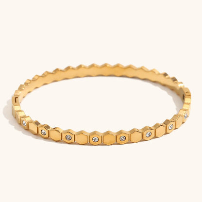 Elegant Honeycomb Bangle with Accents