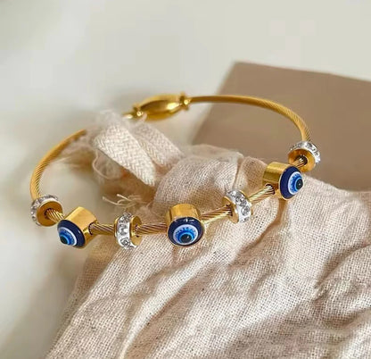 Elegant Gold Evil Eye Kada
